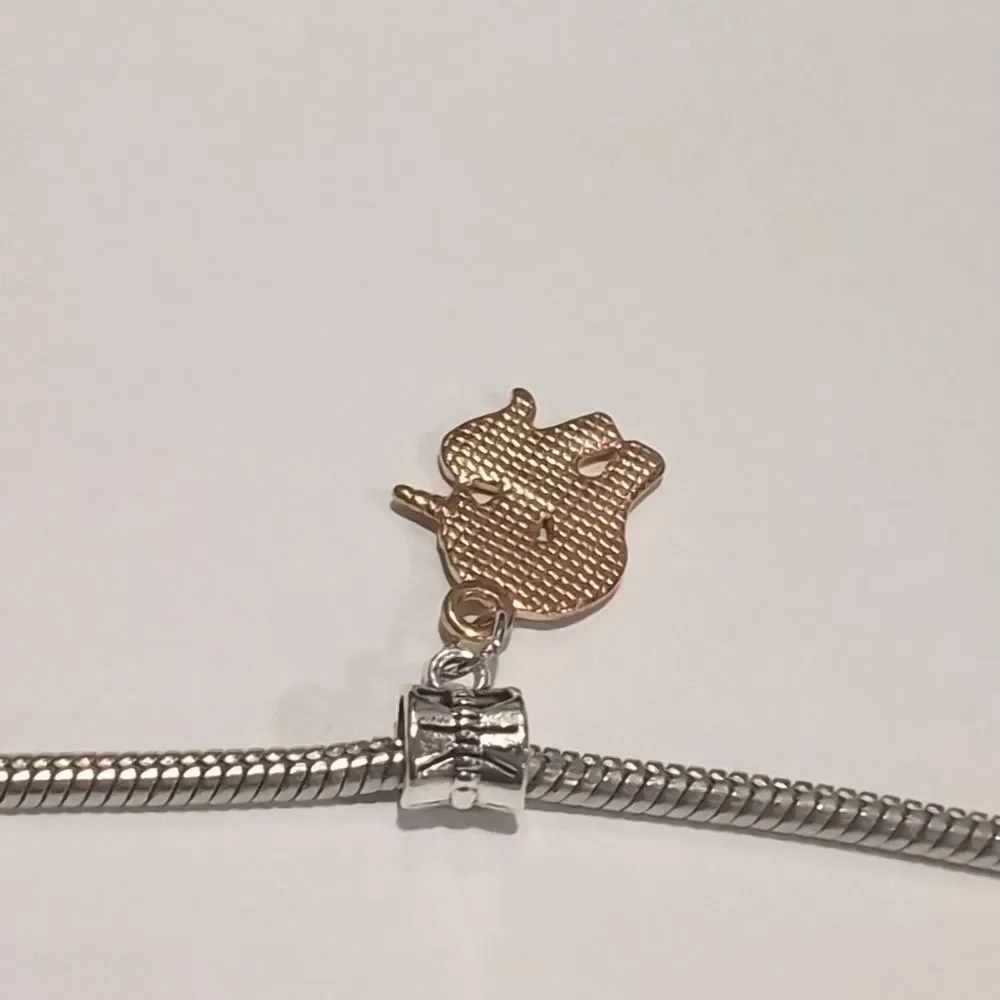 Silver Gold Pink and White Enamel Unicorn Charm for Pandora‎ Style Bracelet